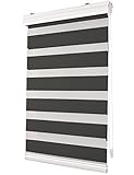 Deco4Me Doppelrollo mit Kassette, Klemmfix ohne Bohren (Grau, 60 x 150 cm) - Duo Vario Rollo für Fenster innen - Stoffbreite 56