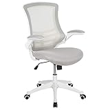 Flash Furniture Bürostuhl, Netz Metall Kunststoff Holzwerkstoff Schaumstoff Netzgewebe Technisches Holz, Hellgrauer Mesh/weißer Rahmen, 64.77 x 62.23 x 104.78 cm