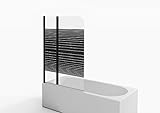 Marwell Black Lines Badewannenaufsatz 100 x 140 cm Duschwand für Badewanne 2-teilig faltbar in matt schwarz - Duschabtrennung aus 4 mm starken Einscheibensicherheitsglas