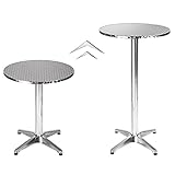 Klappbarer Bartisch, Esstisch, Aluminium Ø60 cm, runder / quadratischer Stehtisch, Bistrotisch für innen und außen, Edelstahl, hoch, 2-in-1, aus Aluminium, faltbar, 70 cm/110 cm (rund)