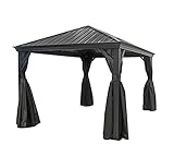 Sojag Aluminium Pavillon Gazebo Marsala 12x16 inkl. Moskitonetz 363x483 cm Gartenpavillon Überdachung Unterstand