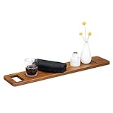 Navaris Badewannenablage aus Walnussholz - Buch Ablage Weinglas Halterung Badewannentablett - Badewannen Brett - Wannenablage aus Holz in Dunkelbraun