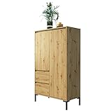 Newroom Highboard Wildeiche Artisan Eiche Kommode Modern Vintage - 81x139x40 cm (BxHxT) - Schrank Sideboard - [Savage.Four] Wohnzimmer Schlafzimmer Flur Esszimmer