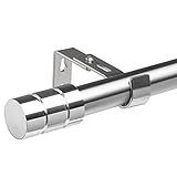 Silber Gardinenstange Ausziehbar, 78-386 cm, Gardienenstangenset, mit Verstellbare Vorhangstange Metall Edelstahl mit Zylindrisch Endstück(2.5 cm Durchmesser)