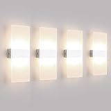 Klighten 4PCS LED Wandleuchte Innen 12W Wandlampe Acryl Wandbeleuchtung Modern für Wohnzimmer Schlafzimmer Treppenhaus Flur Natürliches Weiß 4000K