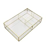 Yinghesheng Schubladen Organizer Schubladen Ordnungssystem Gold Glastablett Tablett Schubladeneinsatz Tablett Aufbewahrungsbox für Make-Up Kosmetik Schminktisch Schreibtisch Büro Bad Küche,S