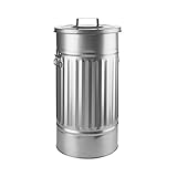 BUTLERS Retro-Mülltonne Oskar (40 Liter) Zinkeimer mit Deckel und Tragegriffen, Ideal als Mülleimer, Gelber Sack Behälter, Futtertonne, Wäschetonne