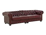 Woodkings® Chesterfield Sofa 4-Sitzer Echtleder antik rot Couch Bürosofa Ledersofa Unikat Herrenzimmer englisches Stilsofa Clubsofa