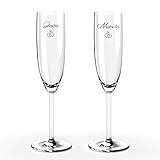 Champagnergläser Personalisiert mit Gravur | 1 Name pro Glas | Bruchsichere Schaumweingläser | Edle Sekt Kristallgläser als originelles Geschenk
