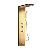 Wasserfall-Regenduschsystem Dunkelgraue, an der Wand befestigte Badezimmer-Duschsäule, Nickel gebürstet, mit einem Griff, Handbrause, Wanneneinlauf, Massagesystem, Duschpaneel Unterputzdusche (Color