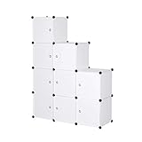 WOLTU Garderobenschrank DIY Kleiderschrank Regalsystem Steckregal Aufbewahrung Lagerregal Bücherregal mit Tür, 9 Fächer, Kunststoff, 111x37x111cm, Weiß SR0055ws