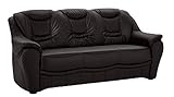 Cavadore 3er Ledersofa Bansa 3-sitziges Sofa in Leder, Echtleder, schwarz, 198 x 94 x 95 cm