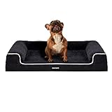 HMTOPE Orthopädisches Hundebett für Grosse und Mittelgroße Hunde, Hochdichter Schaumstoff Hundesofa, Abnehmbar und waschbar, Rutschfester Boden, Hundekissen, Hundekorb, Grau, 91cm