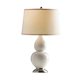 FINPAN Tischlampe Nachttischlampe Stoff Lampenschirm Schlafzimmer Licht Nordic Creative Kürbis Glas Nachttisch Schreibtischlampe Schlafzimmer Wohnzimmer Schreibtischlampe (Color : Bianco)