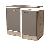 Flex Well Spülcenter Riva - Spülenschrank mit Geschirrspülumbau Spüle und Arbeitplatte - Breite 110 cm - Eiche San Remo