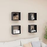 Yagosodee Würfelregale, Viereckiges Wandregal 4er-Set, Schweberegal praktisch & dekotativ Regalbrett für Dein Zuhause und Büro Grau 26x15x26 cm