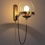 TONPOP Wandlaterne, E27, Russland, Glaskugel, Wandleuchte, sphärische Vintage-Industrieleuchte, Wandleuchte aus gebürstetem Metall, Einzelkopf-Wandleuchte für Flur, Wo