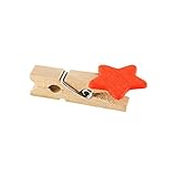 Elfenstall Kleine Mini Holz Wäscheklammern/Holzklammern/Dekoklammern mit Stern Motiv 50 Stück (Stern orange)