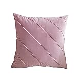 Square Throw Kissenbezug 2 Stück Gepresster Plissierter Diagonaler Holländischer Samtkissenbezug Schlafsofa Kopfstützenbezug Kirschblütenpulver