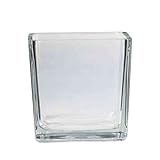 INNA-Glas Pflanztopf LEVI, Würfel - viereckig, klar, 14x14x14cm - Glas Blumentopf - Übertopf