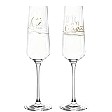 Leonardo Presente Sekt-Gläser 2er Set Celebrate, spülmaschinenfeste Prosecco-Gläser mit gezogenem Stiel, Champagner-Glas Geschenk-Set 280 ml 029179