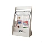 GZHERVICES Magazine Display Rack, Brochure Holders - Floor-Standing Wood Literature Display Rack Holder, Zeitungshalter Buch Display Regal Für Büros (Farbe : Weiß, Größe : 62x28x96cm)