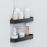 Aikzik Duschablage Ohne Bohren Badezimmer Organizer Eckablage Badezimmerregal für Bad und Küche, 2er-Pack Schwarz