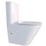 KeraBad Randlose Stand-WC Kombination mit Spülkasten WC-Sitz Duroplast Absenkautomatik SoftClose-Funktion für waagerechten und senkrechten Abgang Randlos KB6093B-R