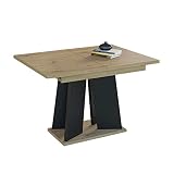 Prospero Meble Ausziehbarer Esstisch MUFO Artisan/Schwarz 120/160x90 cm - Moderner, klappbarer Wohnzimmertisch mit Kratzfeste Oberfläche - Küchentisch ideal für kleinere Räume
