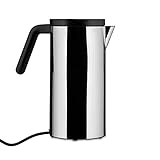 Alessi WA09/80 HOT IT Elektrischer Wasserkocher aus Edelstahl, Deckel aus thermoplastischem Harz, schwarz, 2 x 22 x 5 cm