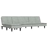 vidaXL Schlafsofa L-förmig 255x140x70 cm Samt hellgrau