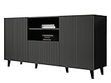 Mirjan24 Kommode Vailbo Grey 150 mit Schublade und 2 Türen, Schubladenkommode, Anrichte, Mehrzweckschrank, Highboard, Sideboard, Wohnzimmer, Esszimmer (Anthrazit)