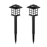 WOFDALY 2 Stück Solarlampen für Außen Garten, Wasserdichte Solar Gartenleuchte, LED Außenleuchte Solarlampen, für Garten, Terrasse, Rasen, Deck, Regenschirm