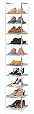 Schuhregal mit 10 Ebenen, schmal hoch Schuhschrank, freistehender, stapelbarer Schuhregal-Organizer, Shoe Rack für Flur Eingangsbereich, Schlafzimmer, Grau