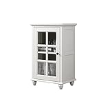 LUCBEI Barschränke Weinkabinett, Seitenschrank Holzstapel mit Tür und Regalen, for Wohnzimmer, Küche, Zuhause (weiß) Glasschrank