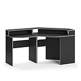 Vicco Computermöbelset Kron modern Eck Computertisch Computerschrank Schreibtisch Bürotisch PC-Tisch Arbeitszimmer Homeoffice Büromöbel Monitorempore, Set 5, Schwarz-Grau