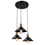 FIRVRE Schwarz Industrielle 3 Licht Retro Design gold Pendelleuchte Loft Eisen Lampenschirm Regenschirm einstellbar Deckenleuchten Vintage Hängelampe Kronleuchter E27 für Kücheninsel Esszimmer Cafe