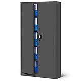 Jan Nowak Büroschrank C001 Aktenschrank Lagerschrank Mehrzweckschrank Metallschrank 4 Fachböden Pulverbeschichtung Stahlblech 185 cm x 90 cm x 40 cm (anthrazit/anthrazit-2)