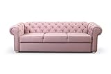 MOEBLO 3-Sitzer 3er Chesterfield Sofa mit Schlaffunktion Schlafsofa Couch für Wohnzimmer Sofagarnitur Couchgarnitur Büro Wohnlandschaft Federkern Vintage Design Avia (Rosa)