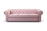 MOEBLO 3-Sitzer 3er Chesterfield Sofa mit Schlaffunktion Schlafsofa Couch für Wohnzimmer Sofagarnitur Couchgarnitur Büro Wohnlandschaft Federkern Vintage Design Avia (Rosa)