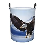 Runder Wäschekorb mit Adler-Druck, wasserdichte Beschichtung, Organizer, zwei Größen (62 l, 38 l), Aufbewahrungskorb