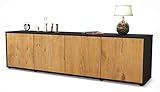 Stil.Zeit TV Schrank Lowboard Antonia, Korpus in anthrazit matt/Front im Holz-Design Eiche (180x49x35cm), mit Push-to-Open Technik, Made in Germany