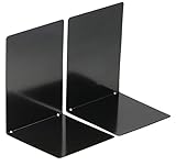 Officemate Buchstützen aus Metall | 1 Paar (= 2 Stück) | Dekorative Buchstütze für Schule, Zuhause, Büro, Bibliothek | Bücherhalter | Schwarz