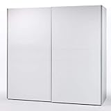 PULS Eleganter Kleiderschrank mit viel Stauraum - Vielseitiger Schwebetürenschrank in Weiß, Bauchbinde Weiß - 215 x 210 x 58 cm (B/H/T)