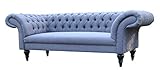 JVmoebel Dreisitzer Design Couch Polster Sitz Sofas Textil Sofa 3Sitzer Chesterfield Blau