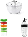 OXO Good Grips Salatschleuder Good Grips Hand-Spiralschneider mit 3 Klingen, Kunststoff, Mehrfarbig Good Grips Kleiner Salatdressing-Shaker, Schwarz, 350ml