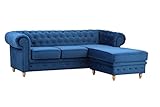 Meble Roberto Imperial Ecksofa 270 cm ohne Schlaffunktion, Chesterfield, Eleganz, Wohnlandschaft, Eckcouch, Sofa L-Form Rechts, Farbe: Navy