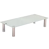 Euro Tische TV-Board TV-Rack Glas in 3 verschiedenen Größen & Farben - perfekt geeignet als Fernsehtisch oder Bildschirmständer, Weiß-Glas - 80cm