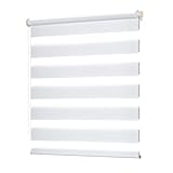 Grandekor Doppelrollo Klemmfix ohne Bohren 85x110(BxH) Weiß, Lichtdurchlässig und Verdunkelnd Duo Rollo Fensterrollo Klemmrollos für Fenster ohne Bohren, Seitenzugrollo Sonnenschutz Rollo