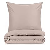 Blumtal Basic Bettwäsche 135x200 cm & Kissenbezug 80x80 cm - Bettbezüge aus Atmungsaktivem Mikrofaser, Superweiches Bettbezug Set, Oeko-Tex Zertifiziert, 2teilig - Taupe